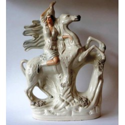 Staffordshire Pottery Equestrian Female Figure