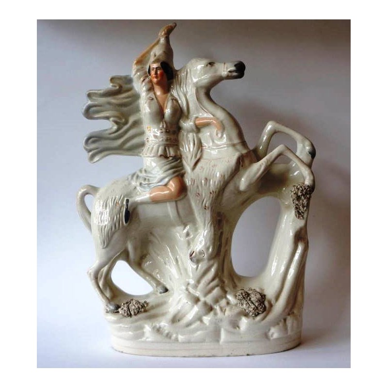 Staffordshire Pottery Equestrian Female Figure