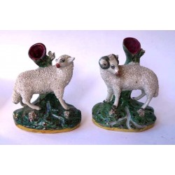 Staffordshire Pottery Pair Ewe and Ram