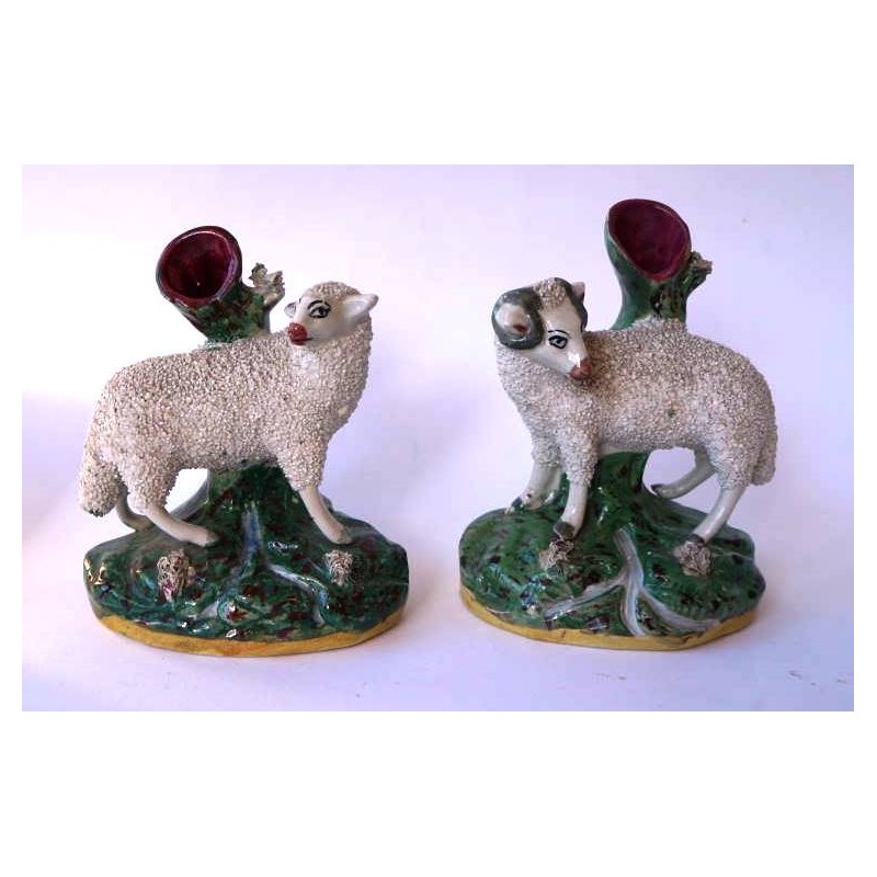 Staffordshire Pottery Pair Ewe and Ram