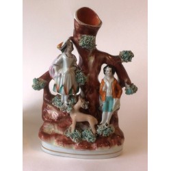 Staffordshire Pottery Boy, Girl &amp; Deer