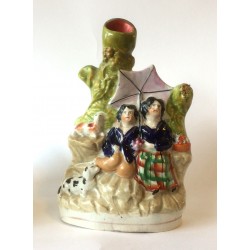 Staffordshire Pottery Boy &amp; Girl with Parasol