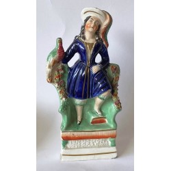 Staffordshire Pottery Girl with Parrot