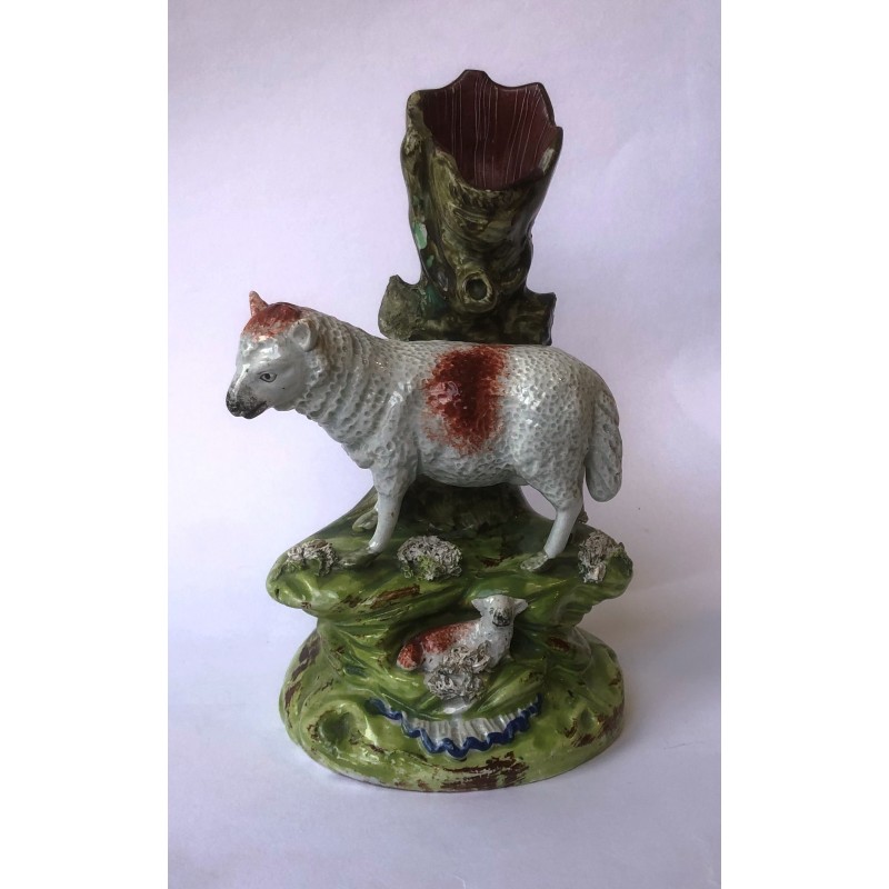 Staffordshire Pottery Ewe standing above a lamb