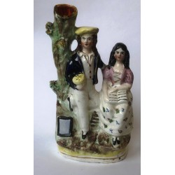 Staffordshire Pottery Uniformed Boy with Companion