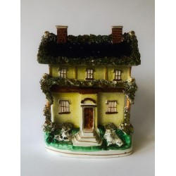 Staffordshire Pottery Cottage with cobalt blue roof
