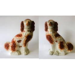 Staffordshire Pottery Pair Red Patch Spaniels