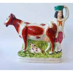 Staffordshire Pottery Matched Pair Milking Cows