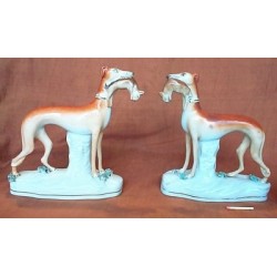 Pair of standing greyhounds