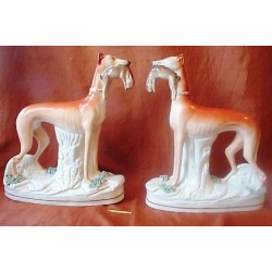 Pair Standing Greyhounds