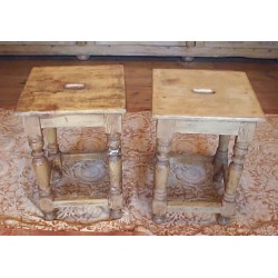 Victorian Stripped Pine Pair Stools