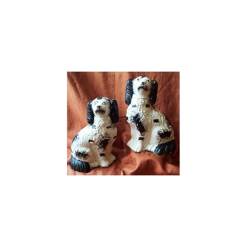 Pair black patch Spaniels