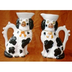 Spaniel jugs pair