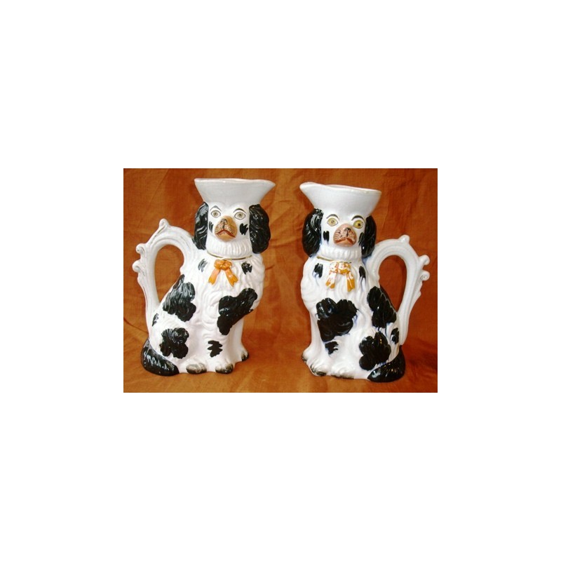 Spaniel jugs pair