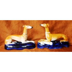 Pair Greyhound ink wells