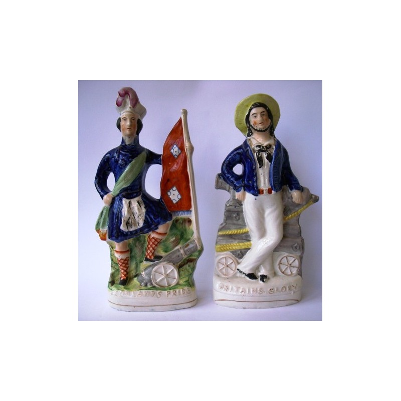 Staffordshire Pottery Pair Scotlands Pride &amp; Englands Glory