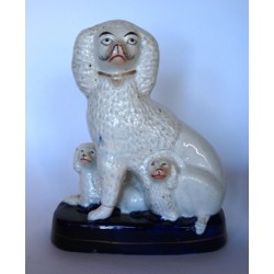 Staffordshire Pottery Poodle with pups