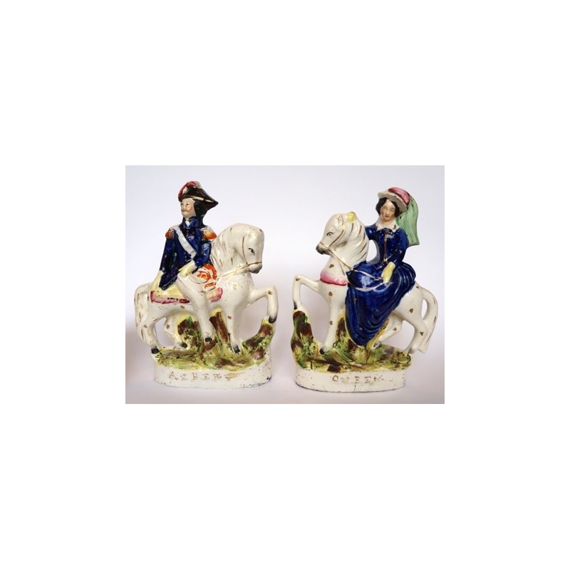 Staffordshire figures of Albert and Queen. Pair