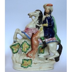 Staffordshire Pottery equestrian with stag