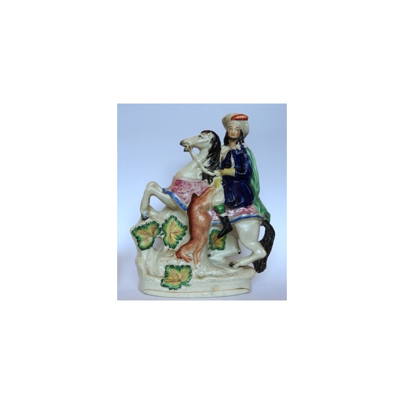 Staffordshire Pottery equestrian with stag