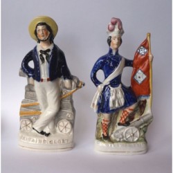 Staffordshire Pottery Pair Scotland's pride and England's Glory