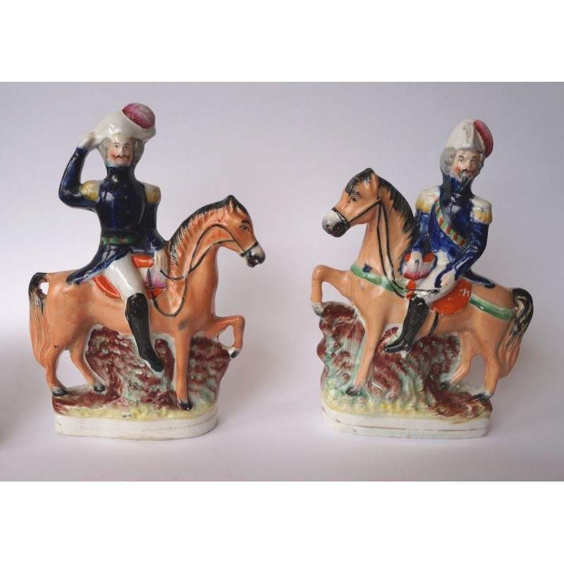 Pair Staffordshire figures of equestrians Albert and Napoleon