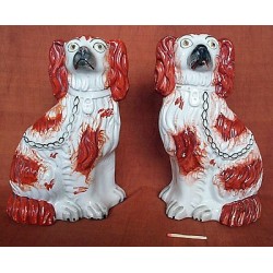 Pair red patch spaniels