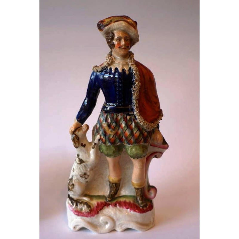 Staffordshire Pottery gentleman with dog