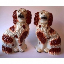 Pair red patch Spaniels