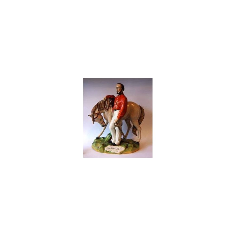 Staffordshire figure of Garibaldi beside his grey horse