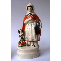 Staffordshire Pottery Women with begging dog and coffin