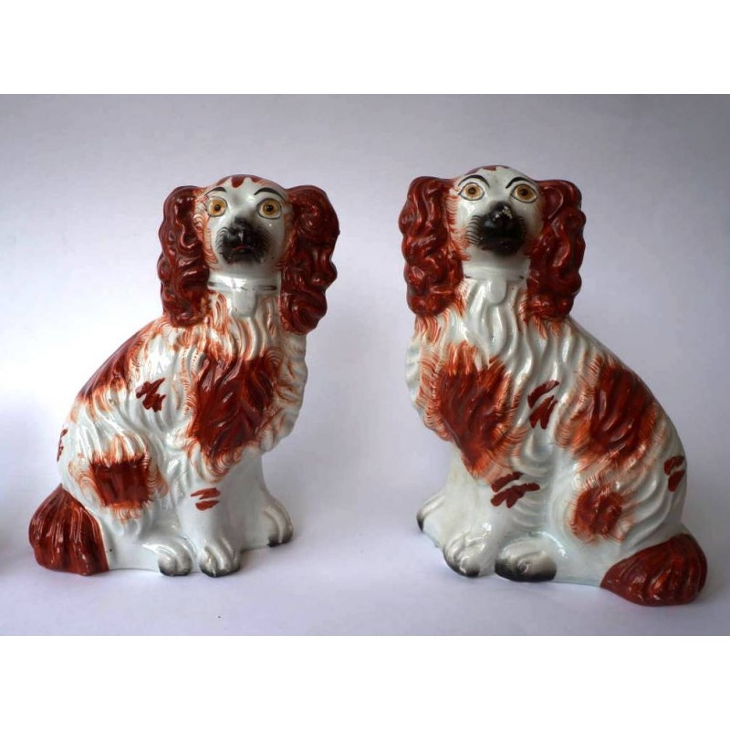 Pair red patch Spaniels
