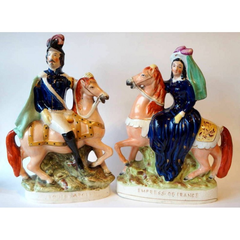 Pair of Staffordshire figures of Napoleon III and Empress of France