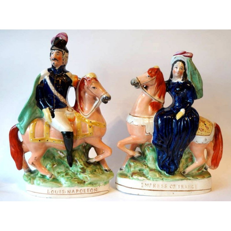 Pair of Staffordshire figures of Napoleon III and Empress of France